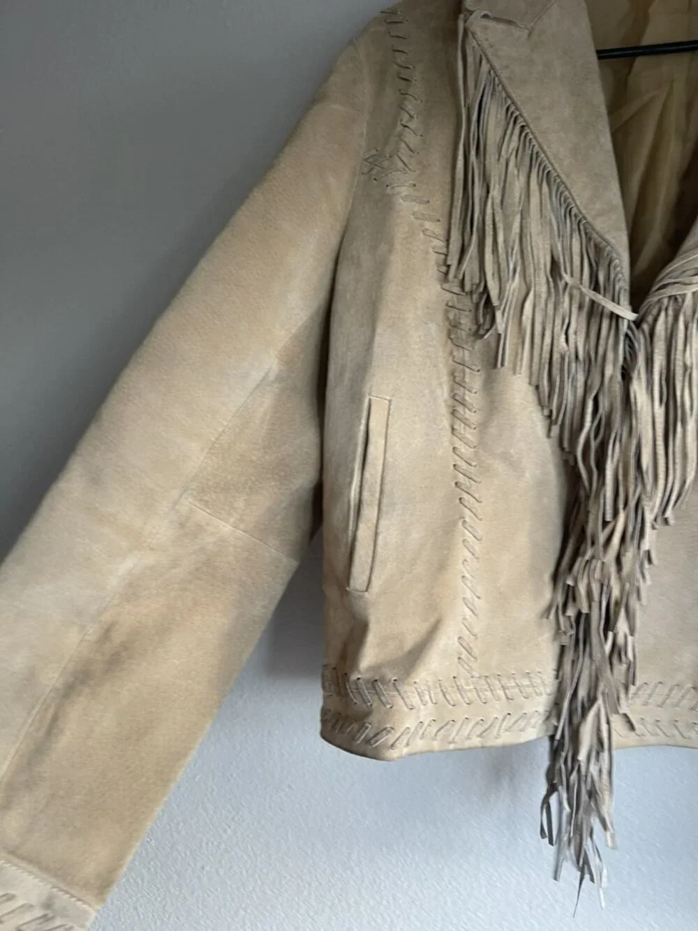 Newport News Jeanology collection 100% leather Western jacket with fringe sz 18 - Picture 10 of 14